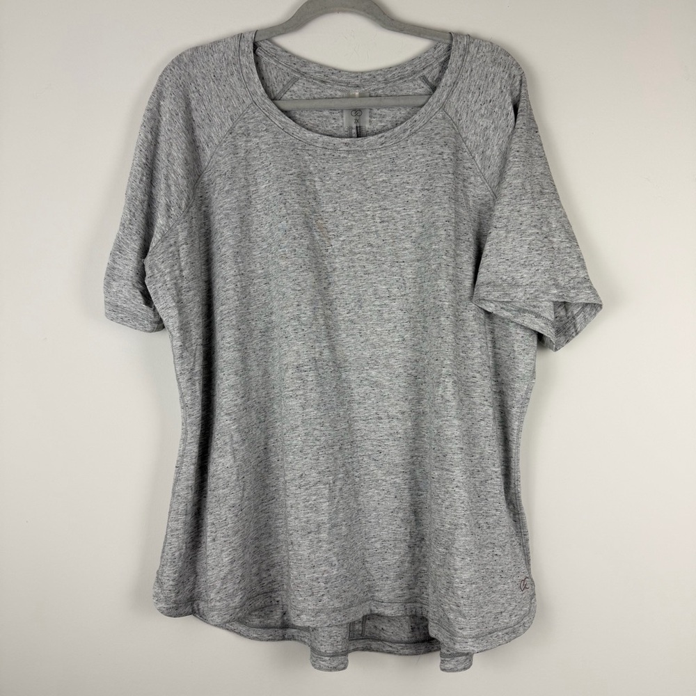 Calia Everyday Relaxed Tee Women's Plus Size 2X Heather Gray Short Sleeve Top